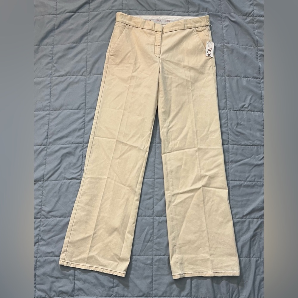 NWT La Rok Ivory Cream Textured Trousers Pants 10 tall inseam 34